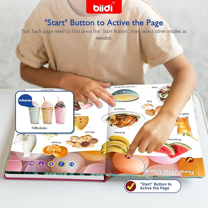 Interactive Sound Book for Kids Children,English Words Talking Book Activity for Toddler Age 3-5,Educational Learning Travel Toys for Boys Girls Birthday Gift 3 4 5 6 Year Old,Sensory Autism Toy-CubbioJoy