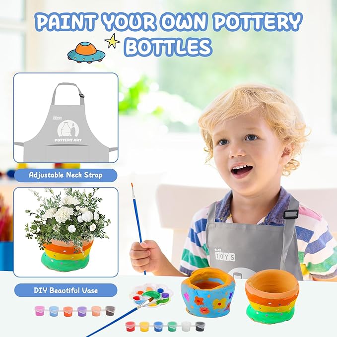 deAO Pottery Wheel for Kids Complete Painting Set for Beginners Mini Pottery Wheel Kit with Air Dry Clay Tools, Arts & Crafts Clay Wheel Toys Birthday Gifts for Girls Boys Age 3+ (Blue)-CubbioJoy