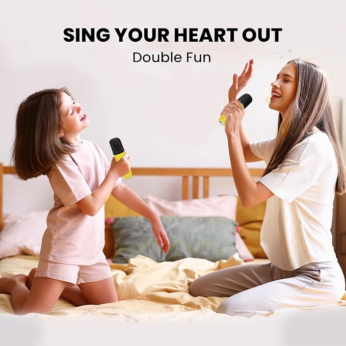 IROO Mini Karaoke Machine for Kids, 2025 TOP Toys Birthday Gifts Ideas for Girls Ages 4, 5, 6, 7, 8, 9, 10, 12+ Years Old, Portable MP3 Player with 2 Wireless Mics for Party-CubbioJoy