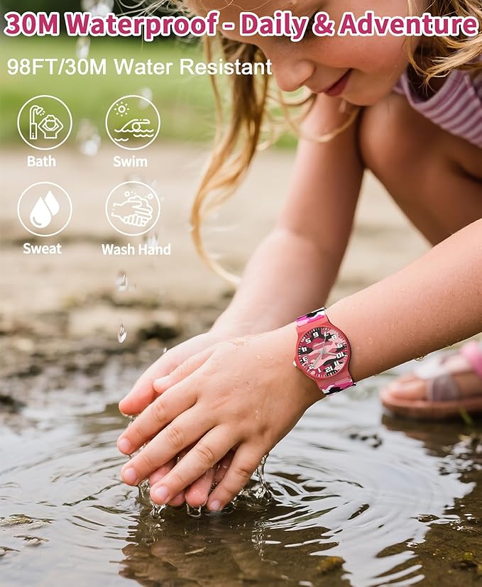 Kids Analog Watch Boys Girls, 30M Waterproof, Sports Watch for Boys, Easy to Read Children's Thin Dial Wrist Watches with Soft Band, for Ages 5-15 Kids Great Birthday Gifts Christmas Day-CubbioJoy