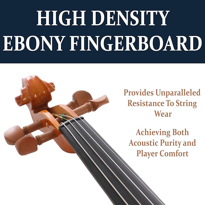 Cecilio 1/4 Size Natural Varnish Violin for Beginners, Hand-Carved Solid Spruce Top, Maple Back & Sides, Full Fiddle Kit with Hard Case, Bows, Rosin, Shoulder Rest, Lesson Book-CubbioJoy