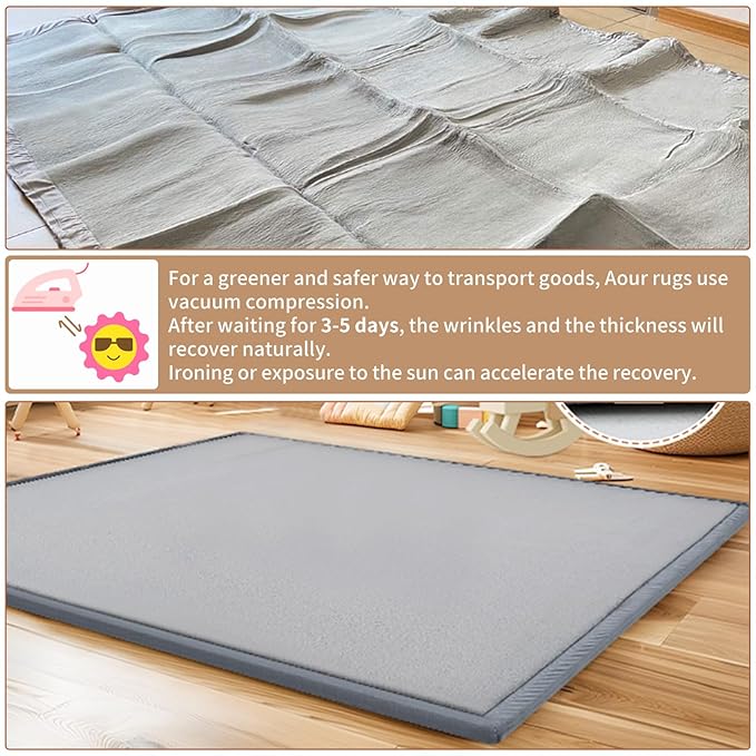 Baby Play Mat for Floor - 1.4" Thick Memory Foam Rug, 70"x59" Playpen Tummy Time Mat, Soft Velvet Nursery Rug, Large Padded Crawling Mats, Cushioned Pads for Playroom Toddlers, Infants, Yoga, Tatami-CubbioJoy