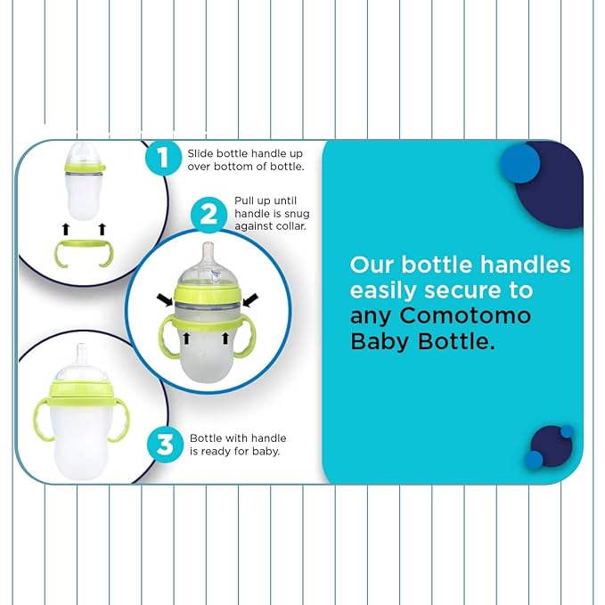 Botabee Baby Bottle Handle Grip for Comotomo 5 Ounce and 8 Ounce Silicone Bottles - Pack of 3 (Green)-CubbioJoy