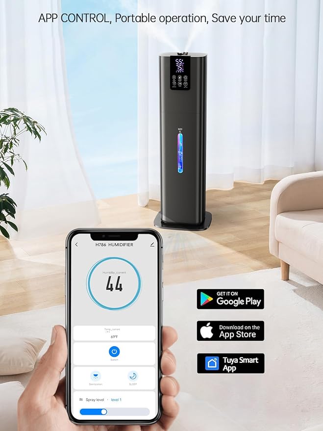 8L Smart Humidifier for Large Room Bedroom, Cover up to 505ft², Easy Top Fill, Remote & APP Control, Aroma Box, RGB Light, Last 48 Hours Suitable for Indoor Plant, Office, Home-CubbioJoy