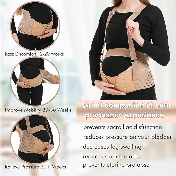 Belly Bands For Pregnant Women - Maternity Belt Pregnancy Support - Breathable Abdominal Binder, Back Support, Multiple Sizes And Colors For All Stages Of Pregnancy & Postpartum-CubbioJoy