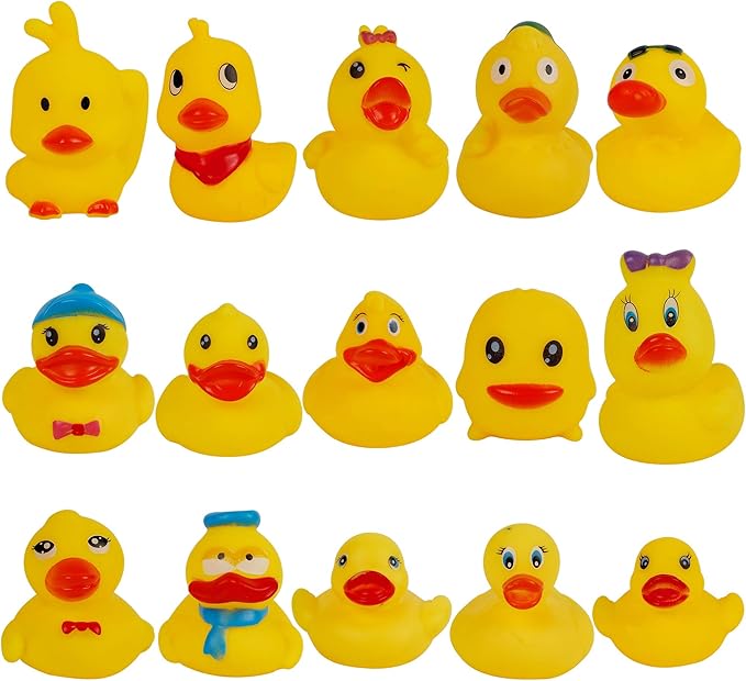 Set of 15 Duck Bath Toy Rubber Duckies, 2 Inches Bathtub Duck Set Squeak Rubber Floating Duck Baby Shower Bath Tub Pool Toys-CubbioJoy