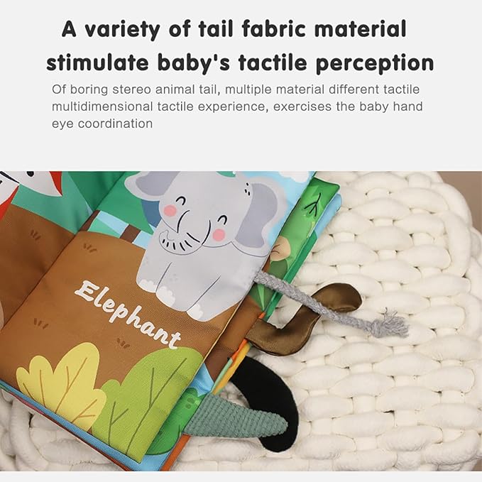 BARMACO Baby Soft Touch and Feel Crinkle Cloth Books for Infants & Toddlers, Learning Toys, Early Development Interactive Sensory Toys, Ocean Animal Tails, Gifts for Boys & Girls-CubbioJoy