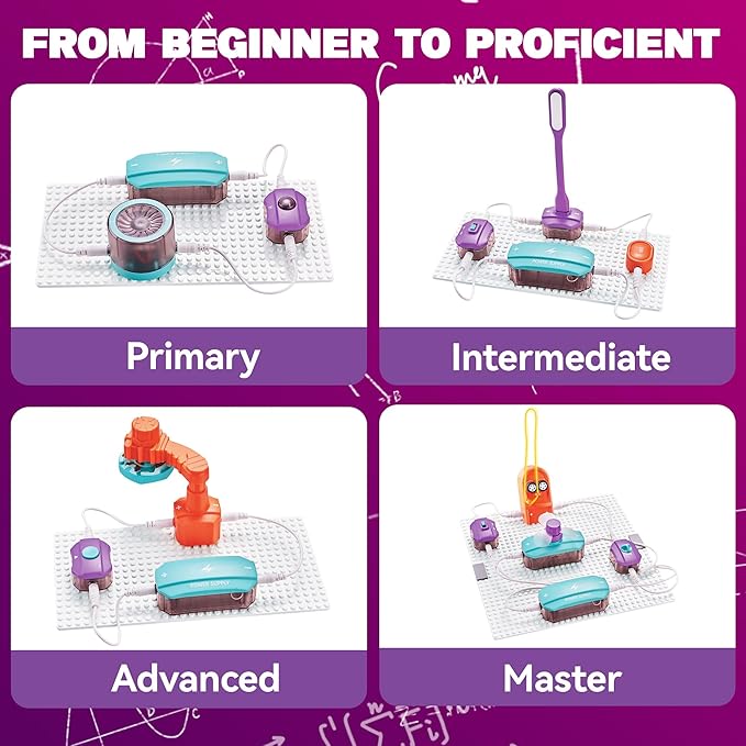 Circuit Board for Kids, SMILESSKIDDO 34 PCS DIY Electronics Exploration Kit with 70+ Projects, Physics Science Experiments Kit, School Family STEM Kits Educational Toy Gift for Kids 6+-CubbioJoy