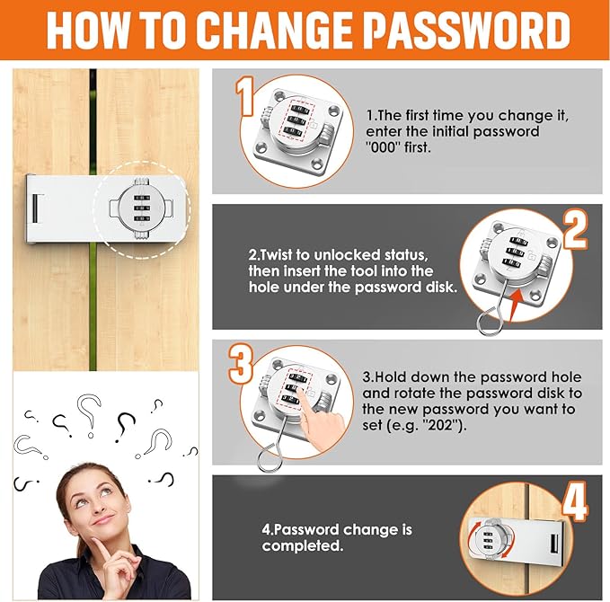 Keyless Cabinet Lock with Combination, Locker Code Lock with 3-Digit Combination, Security Door Lock for Drawers, Lockers, Bifold Doors, Small Doors, Closets, Refrigerators (Silver-1pc)-CubbioJoy