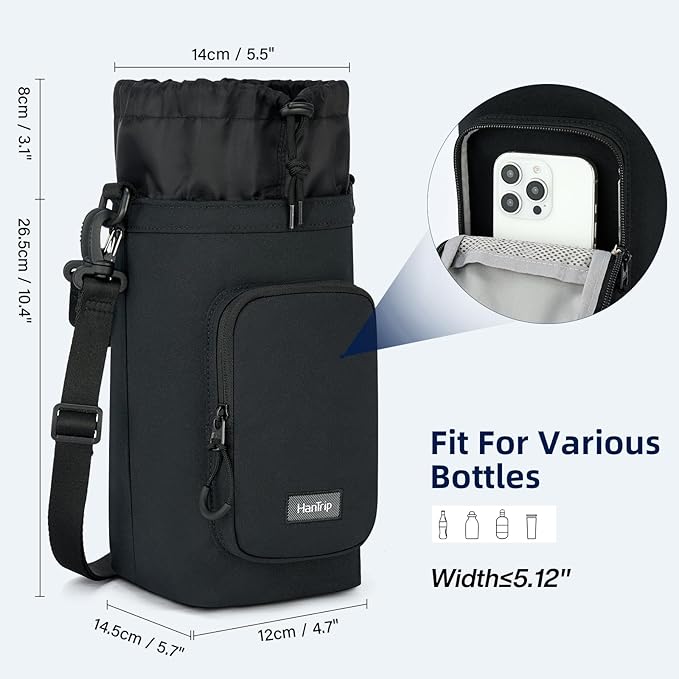 Insulated Water Bottle Carrier Bag with Strap Phone Pocket for 25/32/40/64 oz Tumbler Cup, Water Bottle Holder-CubbioJoy