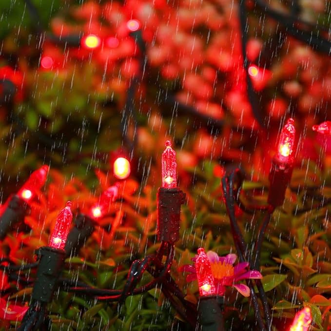 Brizled Red Christmas Lights, 33ft 100 LED Connectable Christmas String Light, 120V UL Certified LED Light String for Indoor & Outdoor, Xmas Tree, Garden, Party and Holiday Decoration-CubbioJoy