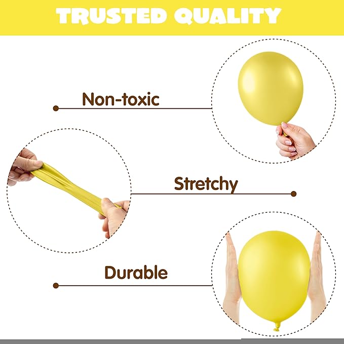 JOYIN 150 Pcs Yellow Balloons, Different Sizes 18 12 10 5 Inch Yellow Latex Balloon Arch Kit with Instruction for Birthday Party Graduation Wedding Holiday Decoration-CubbioJoy