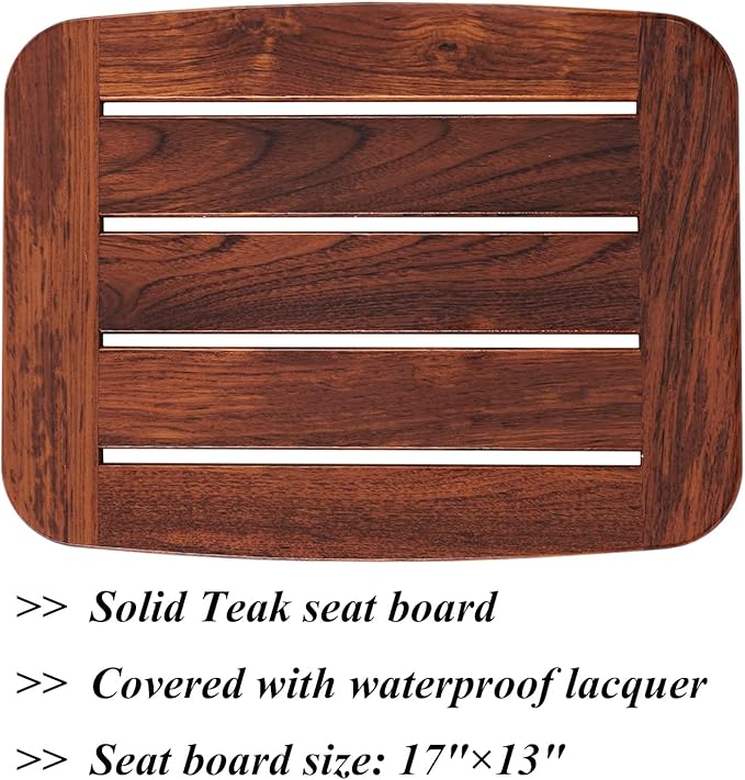 Bathroom Shower Bench Bath Stool Bathtub Seat Spa Chair Foot Rest Step, Height Adjustable Lightweight Waterproof and Rustproof, Teak-CubbioJoy