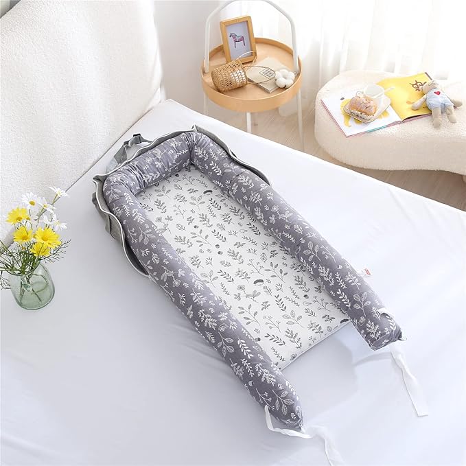 Baby Lounger for Newborn Portable Bag,Baby Play Mat Tummy Time with Strap,Awake-Time Pad Newborn Lounger Adjustable to 0-24 Months Home Travel(Ghostly Grass from Birth)-CubbioJoy