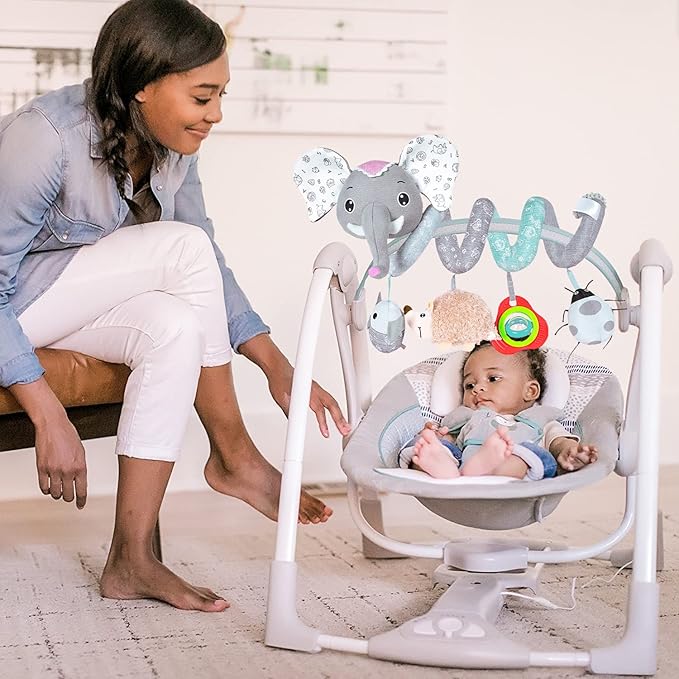 Car Seat Toys, Baby Activity Spiral Hanging Toys for Stroller Car Seat Crib Bar Bassinet Mobile, Musical Elephant Toys for Newborn Infant Boys Girls 0 3 6 12 Months-CubbioJoy