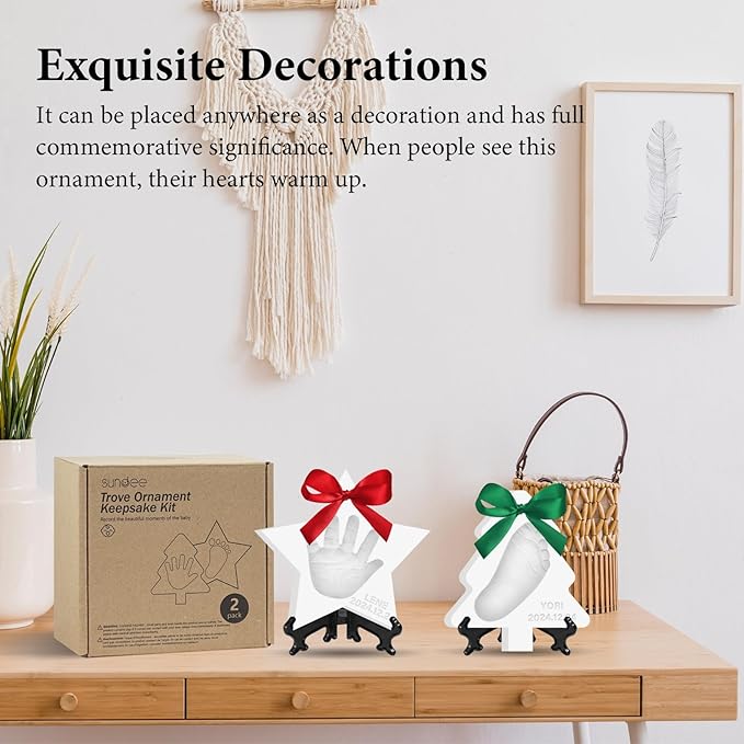 Baby Handprint Footprint Keepsake Ornament Kit, Personalized Baby Foot Printing Kit for Newborn Clay Impression Handmade DIY Imagination to Create-CubbioJoy