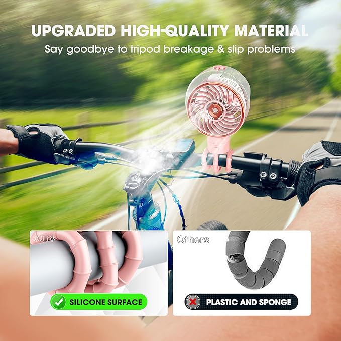 Ausic Stroller Fan with Mist, 100ml Misting Portable Fan for Stroller, Baby Fans with Detachable Tripod, Baby Essentials, Clip on Fans for Crib, Treadmill, Car Seat, Outdoor-CubbioJoy