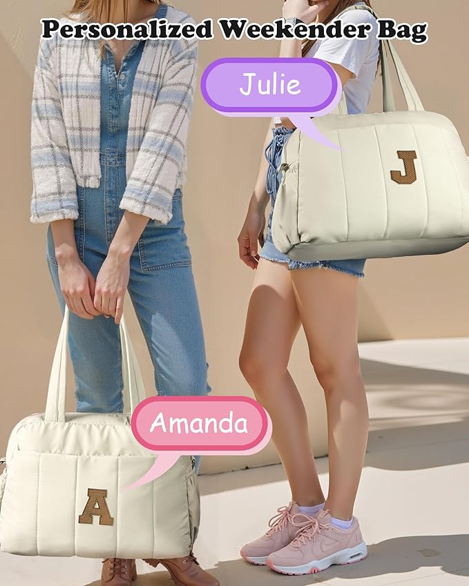 Birthday Gifts for Her-Duffle Bag for Travel Women, Travel Bags，Initial Overnight Bag with Wet Pocket，Lightweight Weekender Bags Personalized Gym Tote with Makeup Pouch-CubbioJoy