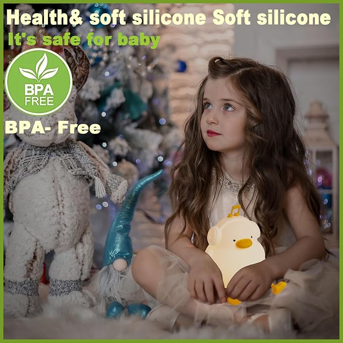 DREAMING MY DREAM Cute Duck Night Light,LED Squishy Novelty Duck Lamp,3 Level Dimmable Soft Silicone Nursery Nightlight,Night Light for Toddler Baby Kids Decor,Cool Gifts for Duck-CubbioJoy