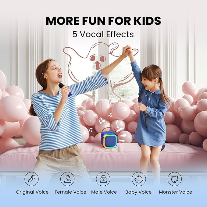 IROO Mini Karaoke Machine for Kids, 2025 TOP Toys Birthday Gifts Ideas for Girls Ages 4, 5, 6, 7, 8, 9, 10, 12+ Years Old, Portable Bluetooth Speaker with 2 Wireless Mics for Party Toddlers-CubbioJoy