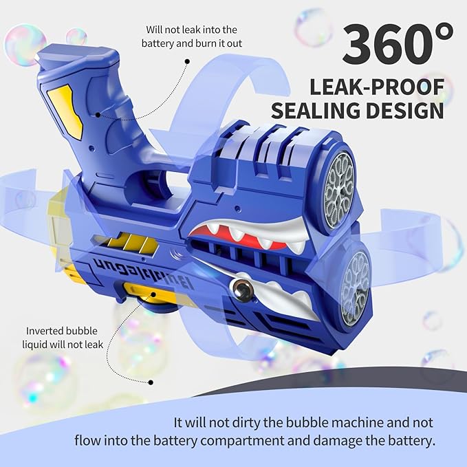 Jasny 2 Pack Bubble Guns for Kids, Rechargeable LED Light Up Dinosaur Bubbles Machine Blower with 2 Bottles Refill Solution for Toddlers 4-8, Birthday Gift-CubbioJoy