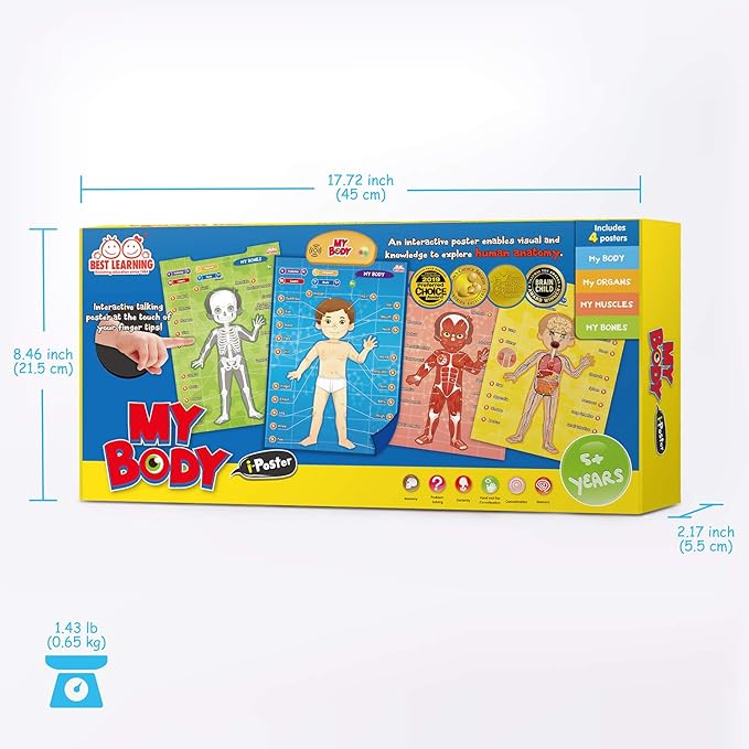BEST LEARNING i-Poster My Body - Interactive Educational Human Anatomy Talking Game Toy | Learn Body Parts, Organs, Muscles and Bones for Kids Aged 5 to 12 Years Old-CubbioJoy