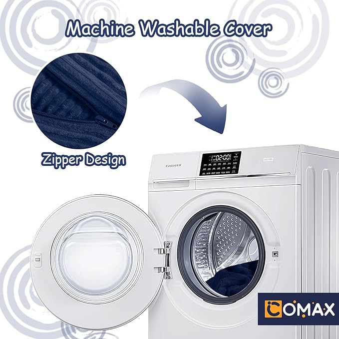 COMAX Kids Bean Bag Chair Turn into Beanbag Bed, Toddler Bean Chair Corduroy for Girl Boy Sleeping, Lazy Children Bean Bags with Filler, Convertible Child Floor Mattress, Dark Blue-CubbioJoy