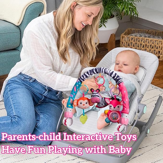 Crib Mobile for Girls, Baby Arch Mobile for Bassinet with Universal Clamps, Versatile Toy Bar for Bouncer Arch Toy 0-3 Months, Babies Gril Mobile Toys 0-6 Months Car Seat Stroller Toys-CubbioJoy