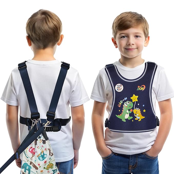 2025 New Safety Harness for Autism and Special Needs Child (3-6 yrs), Anti-Elopement Vest Harness with Light Reflector and Grab Handle for Active, Autistic ADHD Kids,Adjustable Tether Leash with Pouch-CubbioJoy