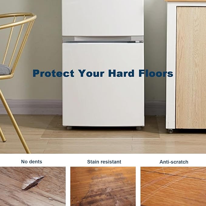 Clear Pebble Patterned Refrigerator Mat, 2mm PVC Anti-Slip Floor Protector, Scratch & Moisture Resistant, Floor Protection for Under Refrigerator (36x36 inch)-CubbioJoy