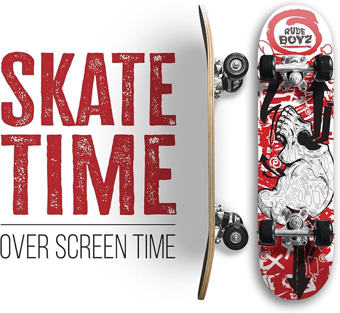 24 inch Rude Boyz Mini Cruiser Skateboard - Aluminium Trucks - Kids Skateboard Ages 5-8 Beginner - Skateboards for Kids-CubbioJoy