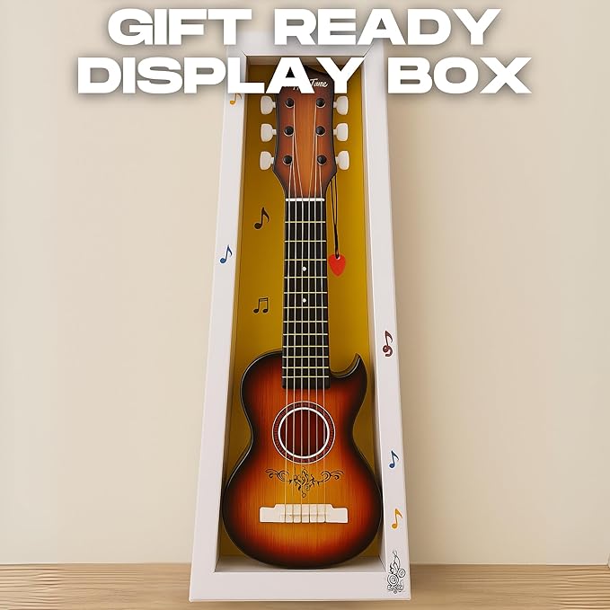 23" Acoustic Guitar, Kids 6 String Toy Guitar - Realistic Steel Strings - Beginner Practice First Musical Instrument for Children, Toddlers (Cherry Sunburst)-CubbioJoy