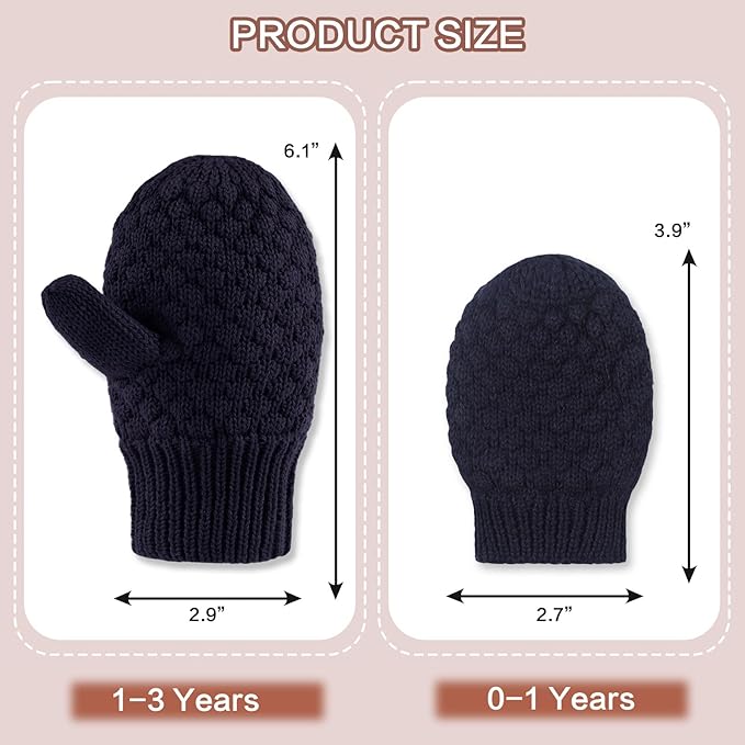Baby Knit Mittens Toddler Boys Girls Gloves Winter Infant Newborn No Scratch Mitten 0-3 Years-CubbioJoy