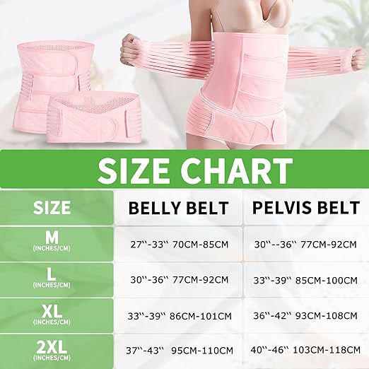 2 in 1 Postpartum Belly Band Wrap Pink, C-Section Support Belt X-Large, Post Partum Support Recovery Waist/Pelvis Belt, Hysterectomy Belly Band Binder Girdle Stomach-CubbioJoy