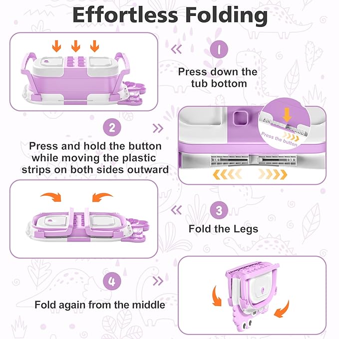 Collapsible Baby Bathtub for Newborn, Foldable Baby Bath Tub with Thermometer & Soft Floating Cushion & Drain Hole, Portable Travel Infant Bath Tubs for Newborns to Toddlers 0-36 Months Girls-CubbioJoy