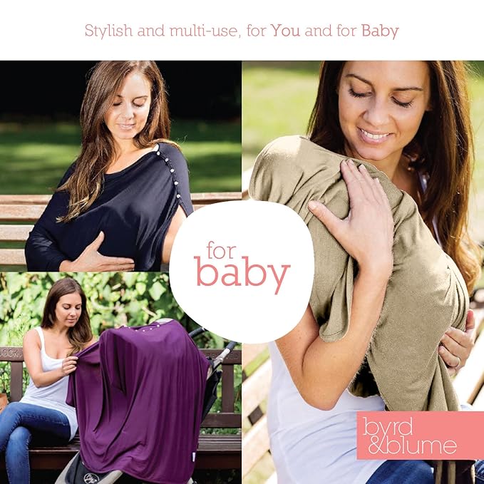 Byrd & Blume Maternity Nursing Cover Breathable Lightweight Breastfeeding Cover Wrap Shawl Scarf Poncho Full 360 (Latte, One size)-CubbioJoy