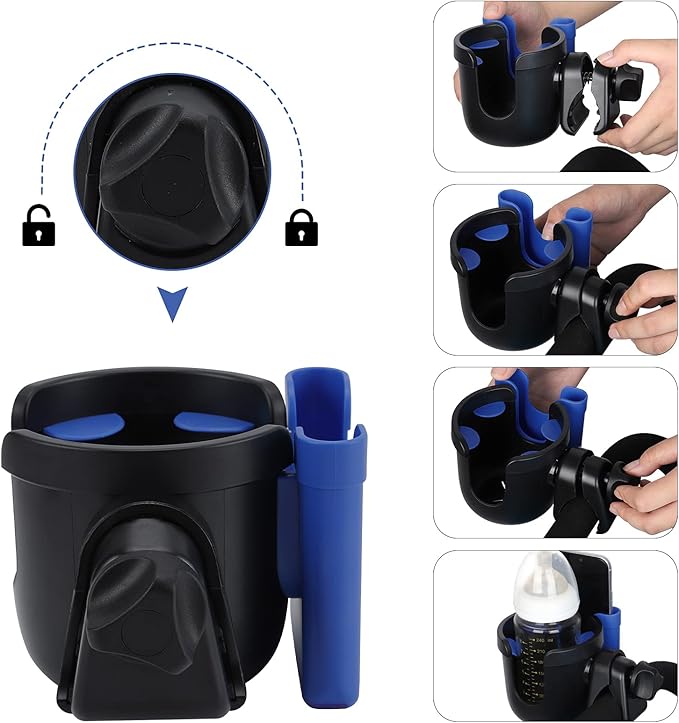 Accmor Stroller Cup Holder with Phone Holder, Bike Cup Holder, Universal Cup Holder for Uppababy Nuna Doona Strollers, 2-in-1 Cup Phone Holder for Stroller, Bike, Wheelchair, Walker, Scooter-CubbioJoy