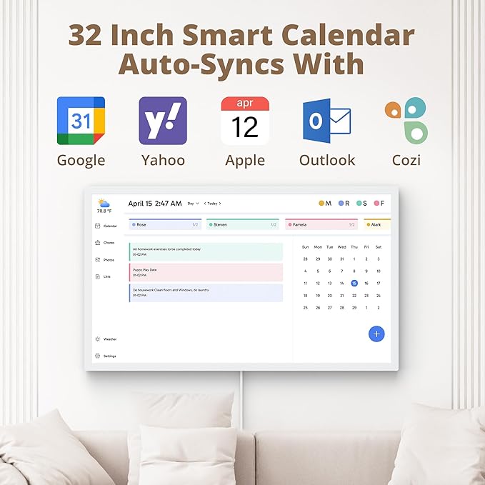 Dragon Touch 32" Digital Calendar Chore Chart – 1080P Full HD Interactive Touchscreen, Smart Family Planner, Hearth Display Digital Calendar Wall & Desk Mountable for Seamless Scheduling-CubbioJoy