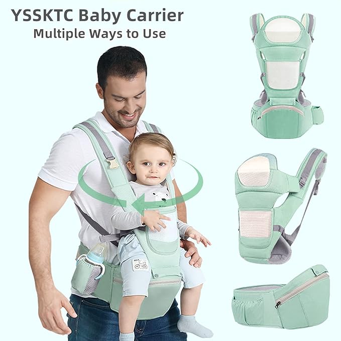 Baby Carrier Ergonomic Infant Carrier with Hip Seat Kangaroo Bag Soft Baby Carrier Newborn to Toddler 7-45lbs Front and Back Baby Holder Carrier for Men/Women Dad Mom-CubbioJoy