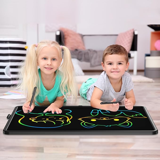 15 Inch LCD Writing Tablet for Kids, Large Kids Drawing Pad, Rechargeable Drawing Tablets, Drawing Supplies Toys Gifts for 3-8 Year Old Girls Boys, Black Drawing Board-CubbioJoy