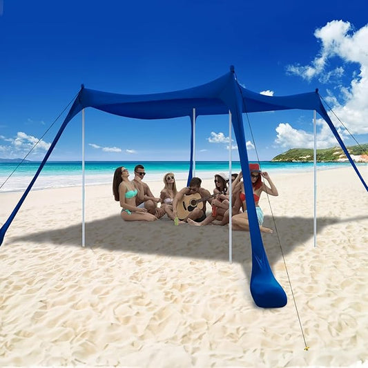 COMMOUDS Beach Tent Sun Shelter - UPF50+ Pop Up Beach Canopy with Sandbags & Sand Shovel & Windproof Poles, Portable Sun Shade for Beach, Camping, Picnics, Backyard-CubbioJoy