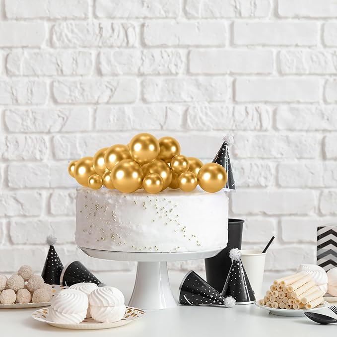 75 Pieces Gold Cake Balls Topper Decorations Foam Cupcake Topper Mini Balloon Cake Topper Balls Cake Picks for Cake Deco Birthday Party Wedding-CubbioJoy