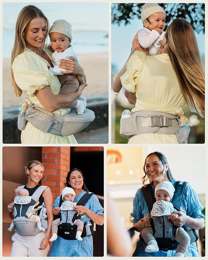 Baby Carrier, MOMTORY Safety-Certified 6-in-1 Baby Carrier Newborn to Toddler, Adjustable Detachable Infant Baby Hip Seat Carrier for 7-50lbs, All Seasons, Perfect for Shopping Travelling-CubbioJoy