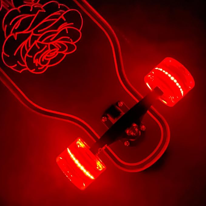 Clear Longboard Skateboard - Transparent Acrylic Long Boards with Light-Up LED Wheels for Smooth Rides - Ride The Streets in Style with Longboard Built for Beginners & Pros Alike-CubbioJoy