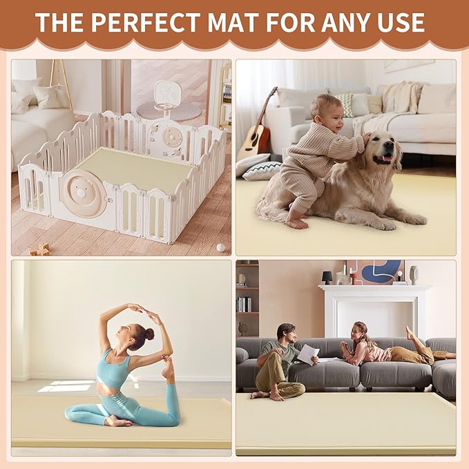 Baby Play Mat for Floor - 1.4" Thick Memory Foam Rug, 70"x59" Playpen Tummy Time Mat, Soft Velvet Nursery Rug, Large Padded Crawling Mat, Cushioned Pads for Playroom Toddlers, Infants, Yoga, Tatami-CubbioJoy