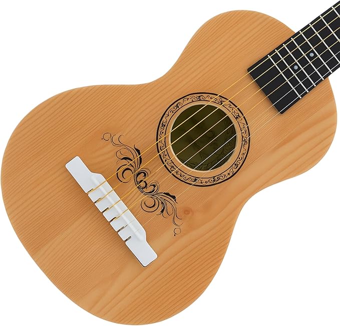 23" Acoustic Guitar, Kids 6 String Toy Guitar - Realistic Steel Strings - Beginner Practice First Musical Instrument for Children, Toddlers (Natural)-CubbioJoy