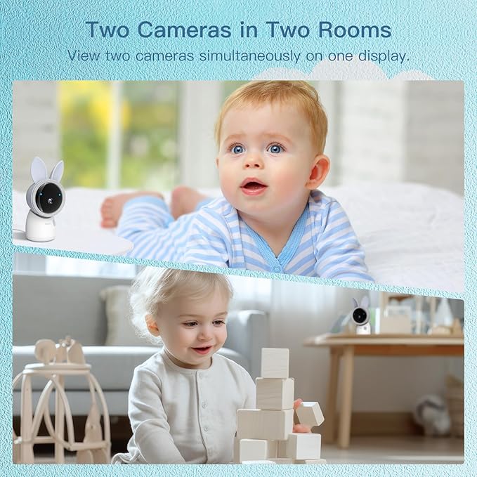 ARENTI Upgraded Baby Monitor with 2 Cameras, 4MP 2.4G&5G WiFi Baby Camera Monitor, Infrared Night Vision, Night Light, 2-Way Audio, Cry&Motion Detection, Temp&Humidity Sensor, App Control-CubbioJoy