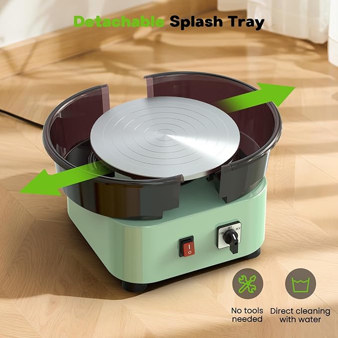 Alldeer 11-inch Pottery Wheel, 350W Electric Ceramic Forming Machine with Detachable Basin, 0-300RPM Foot Pedal Control, 19PCS Complete Clay Tool Kit for Professional Potters and Adult Crafters-CubbioJoy