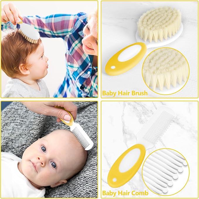 Baby Healthcare and Grooming Kit for Newborn Kids, 24PCS Upgraded Safety Baby Care Kit, Newborn Nursery Health Care Set, Baby Care Products (Yellow)-CubbioJoy