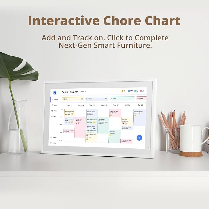 Dragon Touch 21.5 inch Digital Calendar Chore Chart – Interactive Touchscreen, Smart Family Planner, Hearth Display Desk Digital Calendar Seamless Scheduling-CubbioJoy